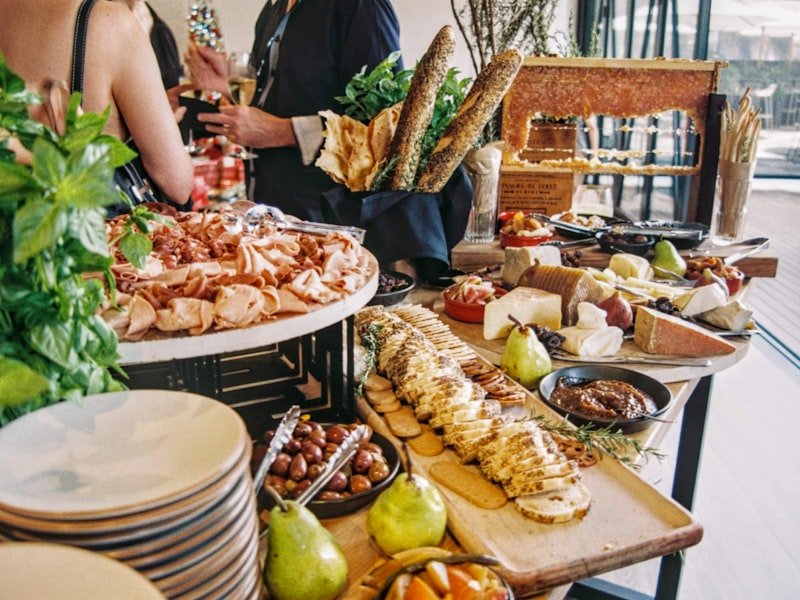 A generous buffet spread with a variety of dishes